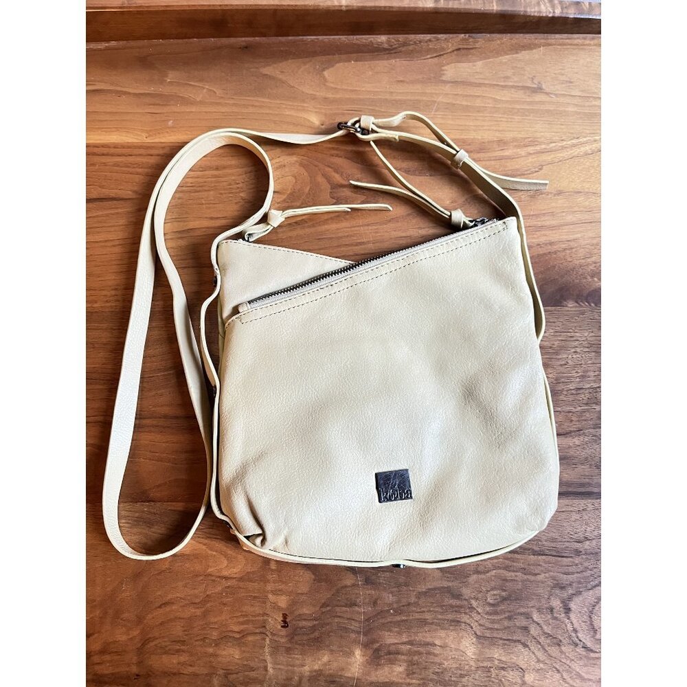 Kooba Y2K Vintage Handcrafted Leather Crossbody Bag Asymmetrical Zipper Yellow